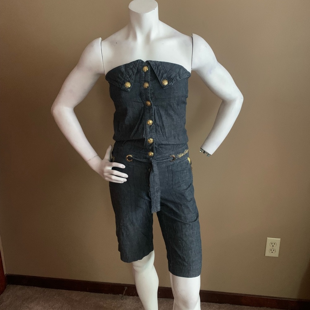 Vintage  Y2K Apple Bottom Jeans strapless romper sz 1/2